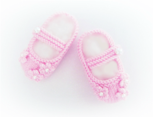 Pink Baby Shoes, Flower Shoes, hand knitted booties by StarBaby Designer Knitwear, www.starbabyknitwear.com
