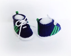 Baby Trainers, hand knitted booties by StarBaby Designer Knitwear, www.starbabyknitwear.com