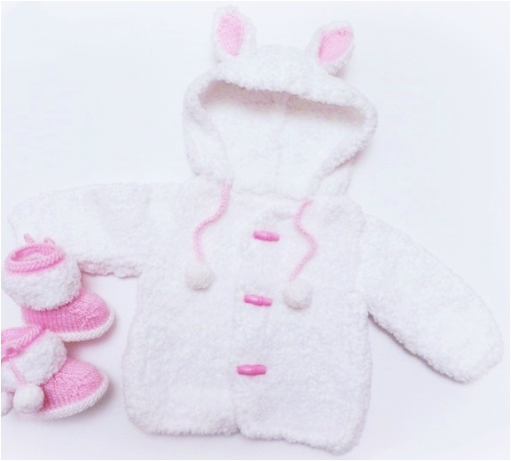 Fluffy Bunny Hoodie by StarBaby Knitwear, www.starbabyknitwear.com