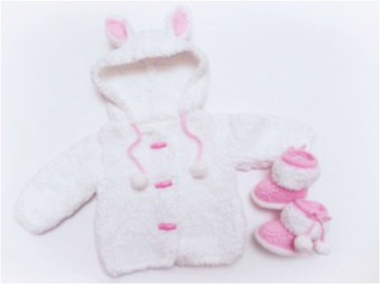Baby Bunny Hoodie by StarBaby Designer Knitwear,  www.starbabyknitwear.com