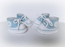 Baby Blue booties for twins by StarBaby Designer Knitwear, www.starbabyknitwear.com