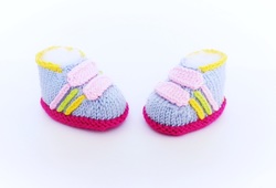 Colourful Booties, Adidas style booties, hand knitted booties by StarBaby Designer Knitwear, www.starbabyknitwear.com