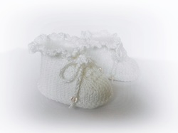 Christening Booties, Lacy Booties, hand knitted booties by StarBaby Designer Knitwear, www.starbabyknitwear.com