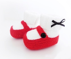 Red Booties, Mary Jane Booties by StarBaby Designer Knitwear, www.starbabyknitwear.com
