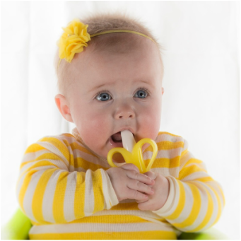 www.starbabyknitwear.com, baby teething, baby banana, banana toothbrush