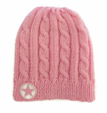Baby Beanie Hat, Pink hat, pink beanie, baby beanie, www.starbaby knitwear, cable knit hat, star hat