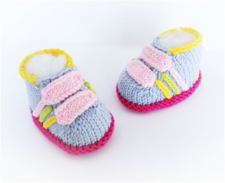 Baby Sneakers, Adidas style, hand knit booties by StarBaby Designer Knitwear, www.starbabyknitwear.com