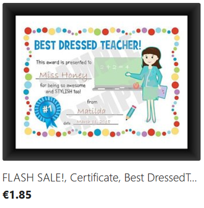 Best Dressed Teacher Certificate digital download