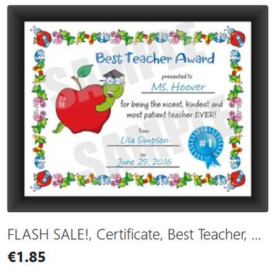Best Teacher Certificate digital download