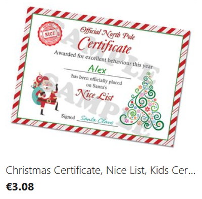 Santa Certificate digital download